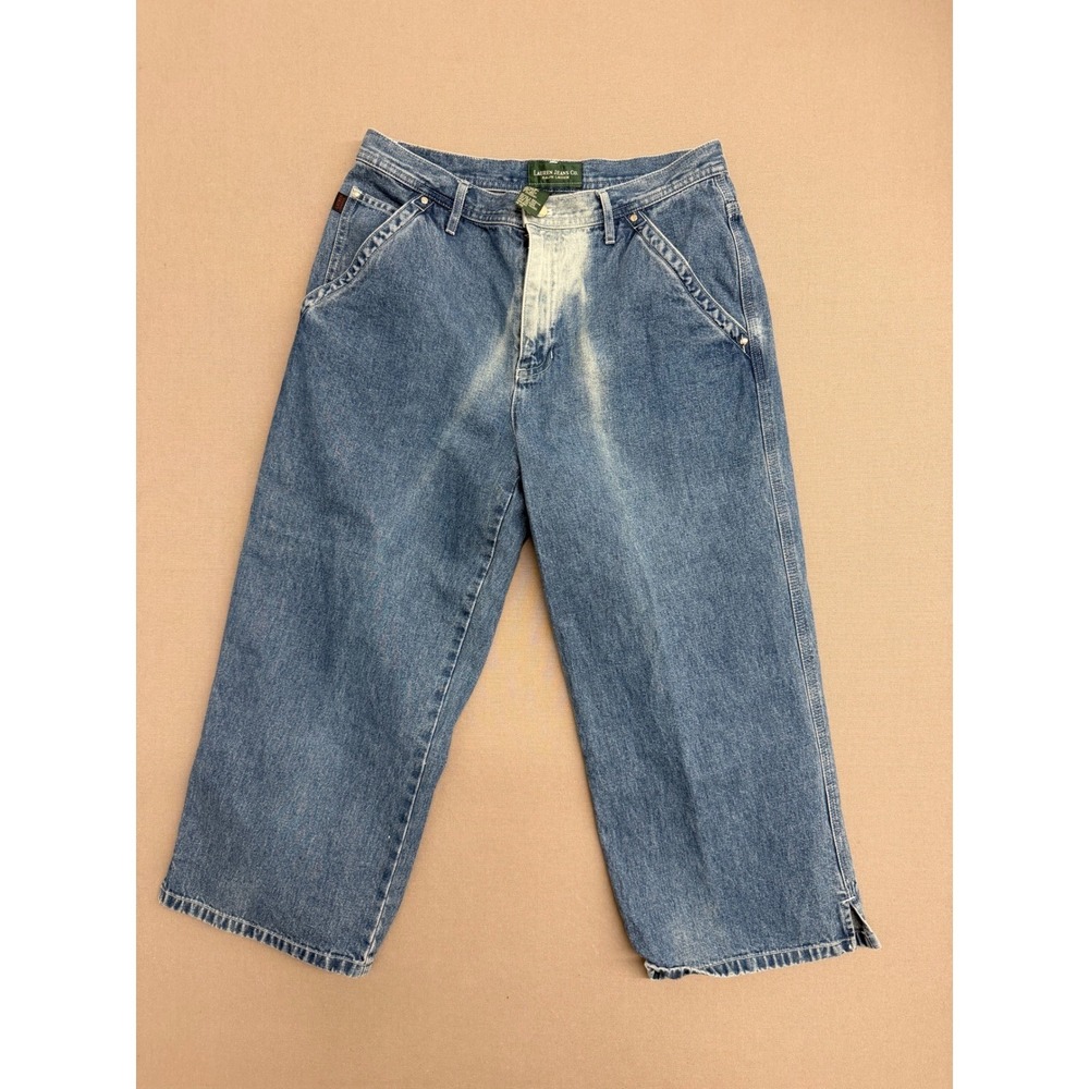 Lauren Ralph Lauren Jeans Co Womens 6 Wide Leg Carpenter Crop Denim Blue Jeans